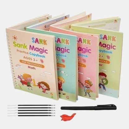 Reusable Magic Copybook for Kids | Handwriting, Math & Drawing (4 Books + Pen Set)